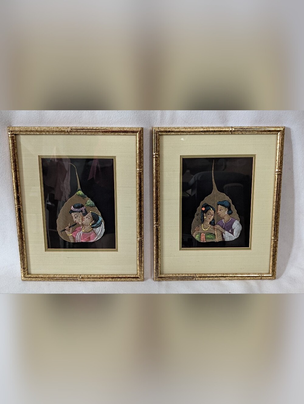 Framed Peepal/Pipal Leaf Art - Set Of 2